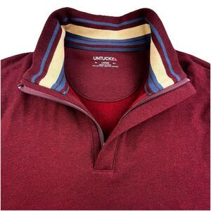Untuckit 1/4 Zip Sweater Men’s Large Maroon Cotton Blend Long Sleeve Pullover